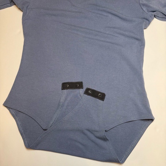 Long Sleeve Mockneck Bodysuit Casual Basic Stretchy Blue Size S - Picture 6 of 6